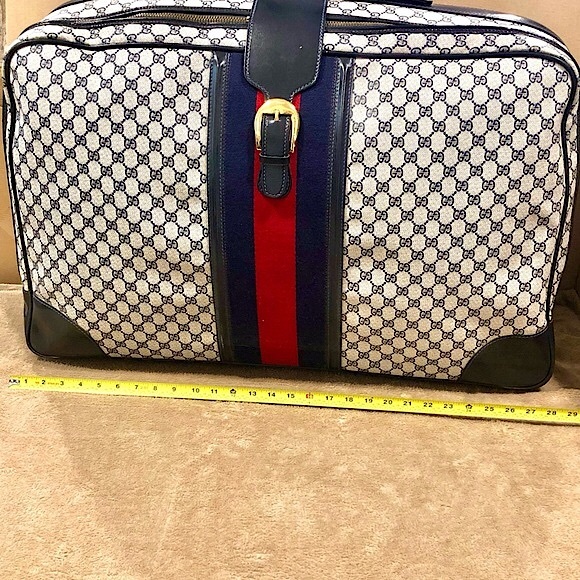 GUCCI SUPREME Sherryline Soft Sided Coated Canvas Leather GG Monogram Suitcase - Picture 9 of 17